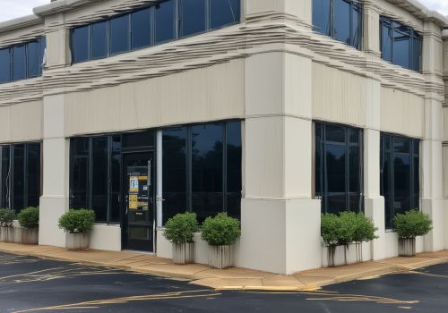 Commercial building exterior after professional power washing