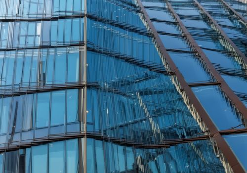 Modern office building with crystal clear windows